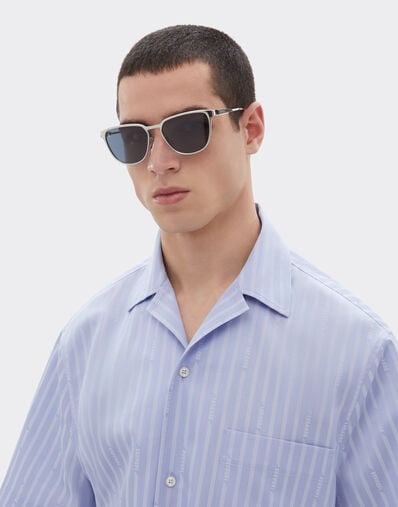 Ferrari Ferrari sunglasses in  silver-coloredmetal  with blue crystal lenses Silver LA0LAf