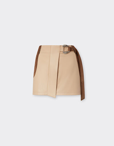 Ferrari 纳帕皮革和绒面革迷你裙 石膏 22590f