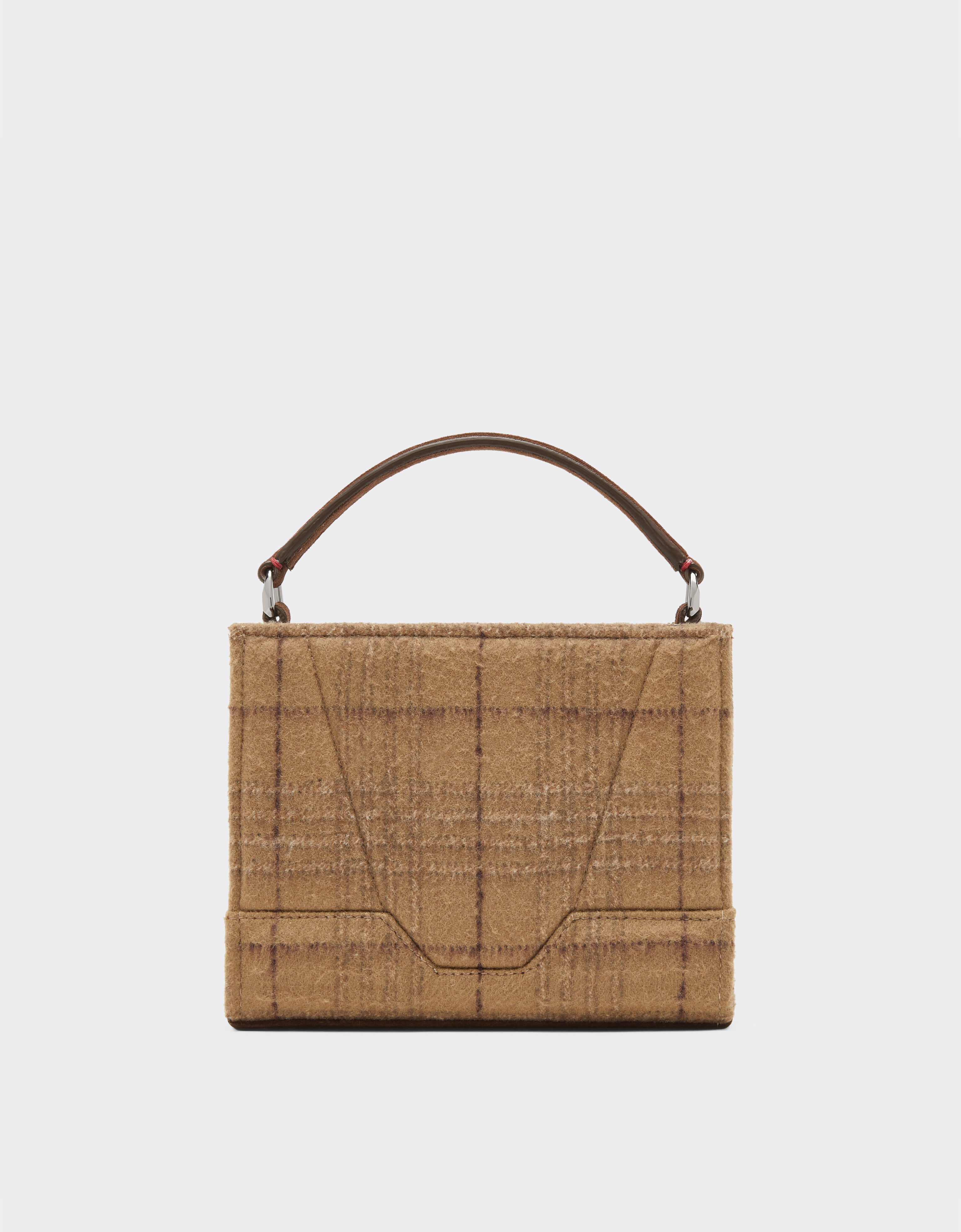 Ferrari Ferrari GT micro tote bag in wool tartan and suede leather Espresso 49126f