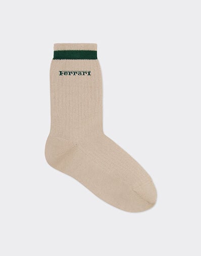 Ferrari Long cotton socks with Ferrari logo Chalk 49190f
