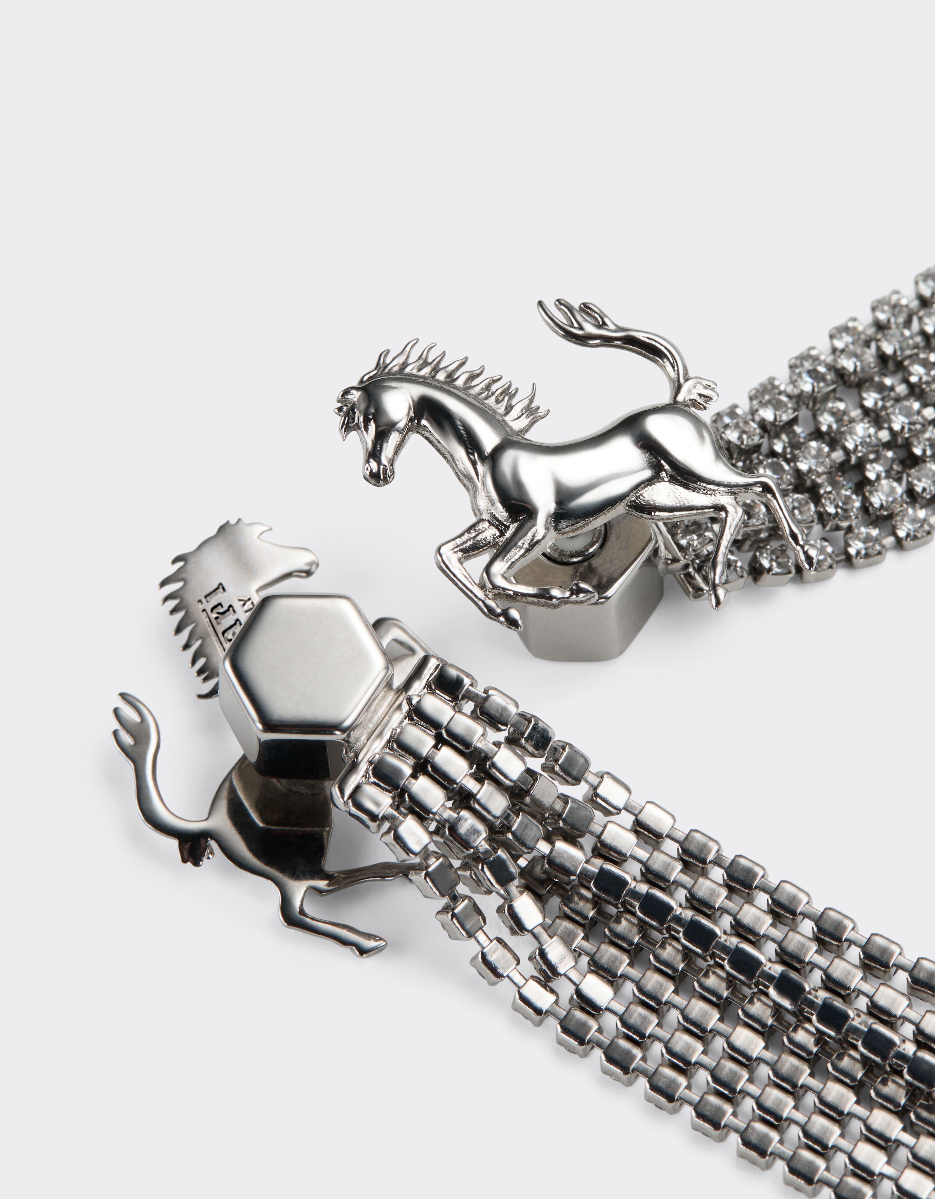 Ferrari Earrings with rhinestones Polished Chrome 50182f