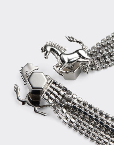 Ferrari Earrings with rhinestones Polished Chrome 50182f