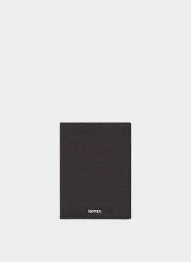 Ferrari 粒面皮革护照夹 Dark brown 50884f