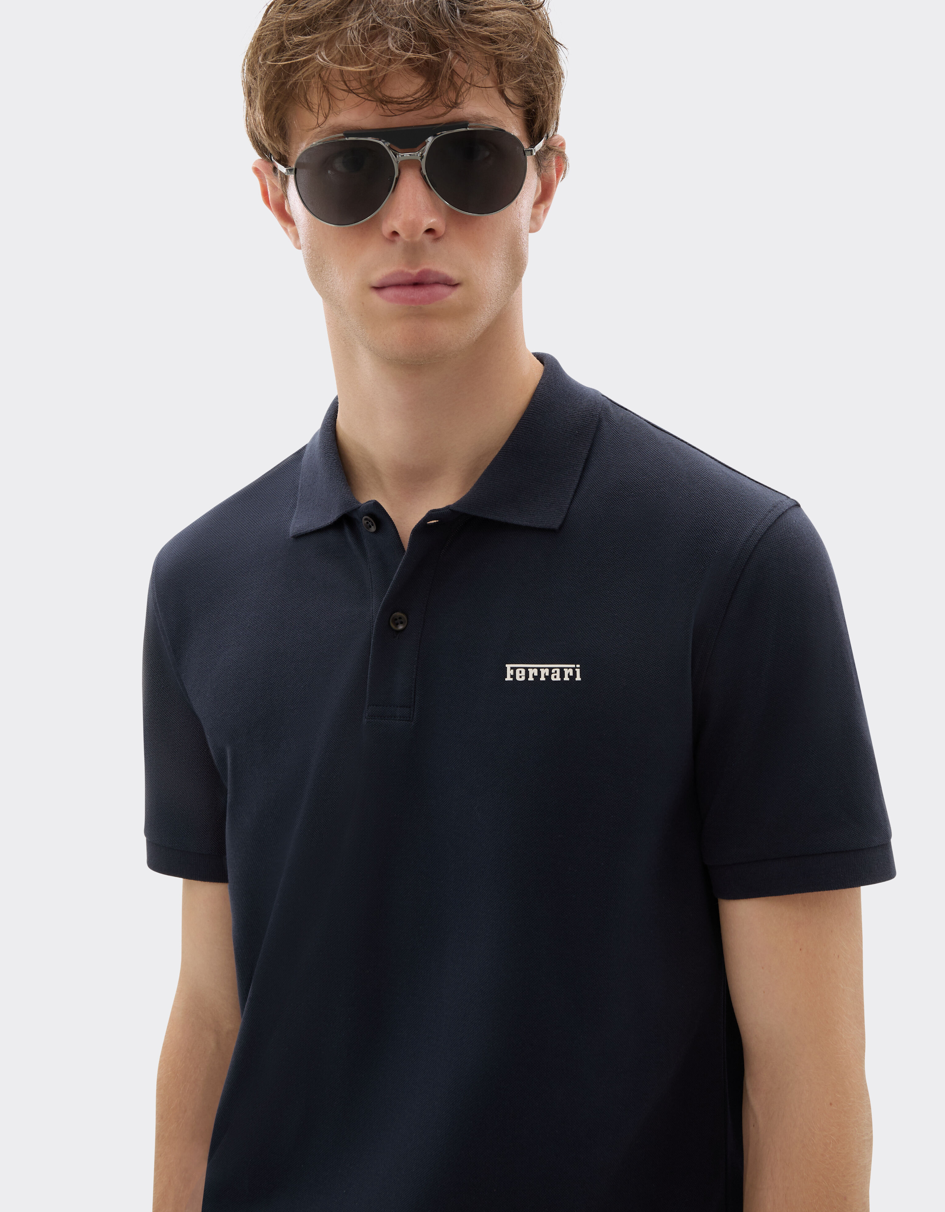 Ferrari 法拉利徽标棉质 Polo 衫 海军蓝 21277f