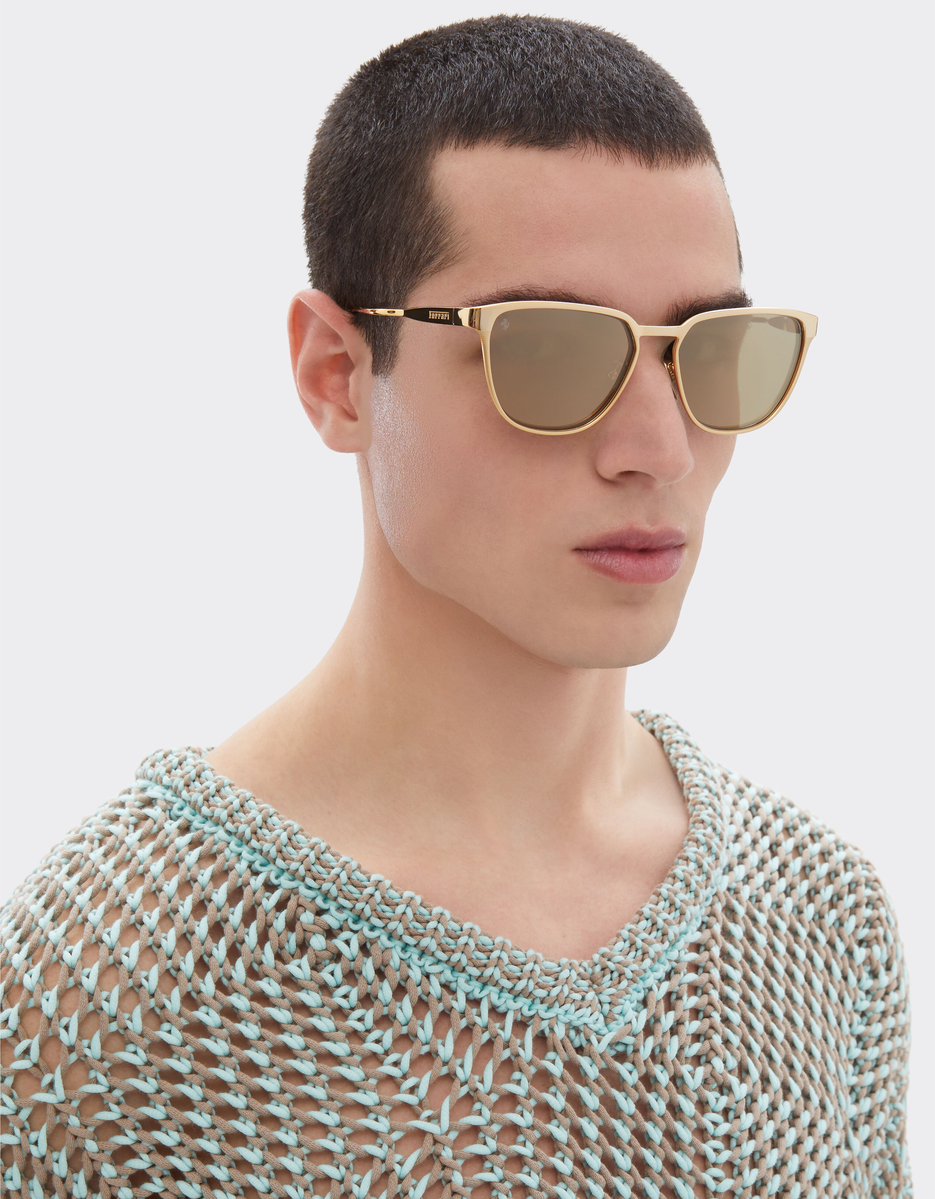 Ferrari Ferrari sunglasses in gold-colored metal with gold mirrored lenses Oro LA0LCf