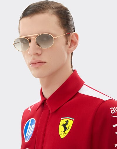 Ferrari 雷朋与法拉利车队联名款 RB3775M 浅灰色渐变镜片玫瑰金色金属太阳镜 银色 LA0EFf
