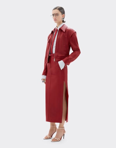 Ferrari Midi skirt in deer-effect nappa leather Maison Red 49912f