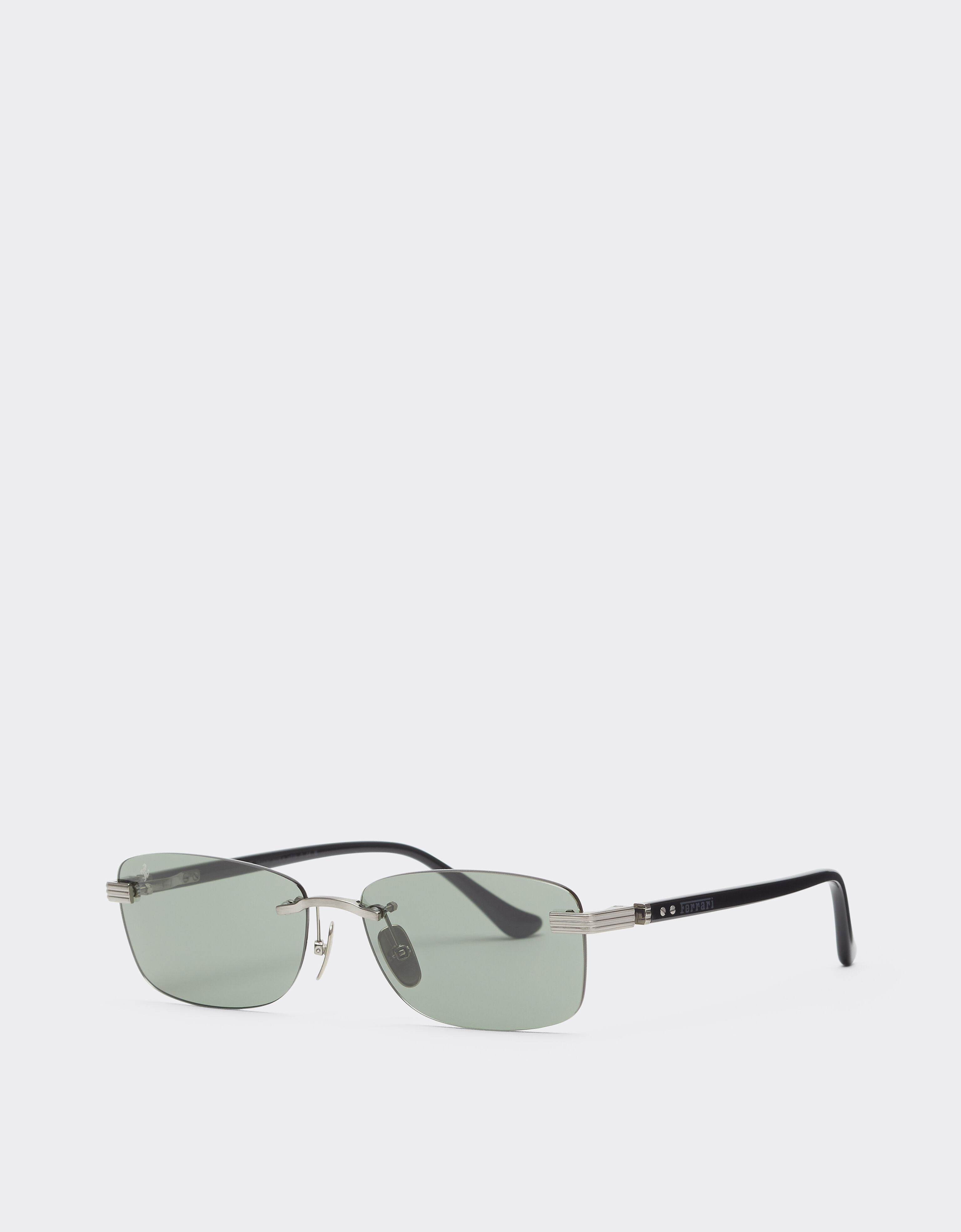 Ferrari Ferrari sunglasses in  brushed silver titanium and acetate with green lenses Silver LA0L7f