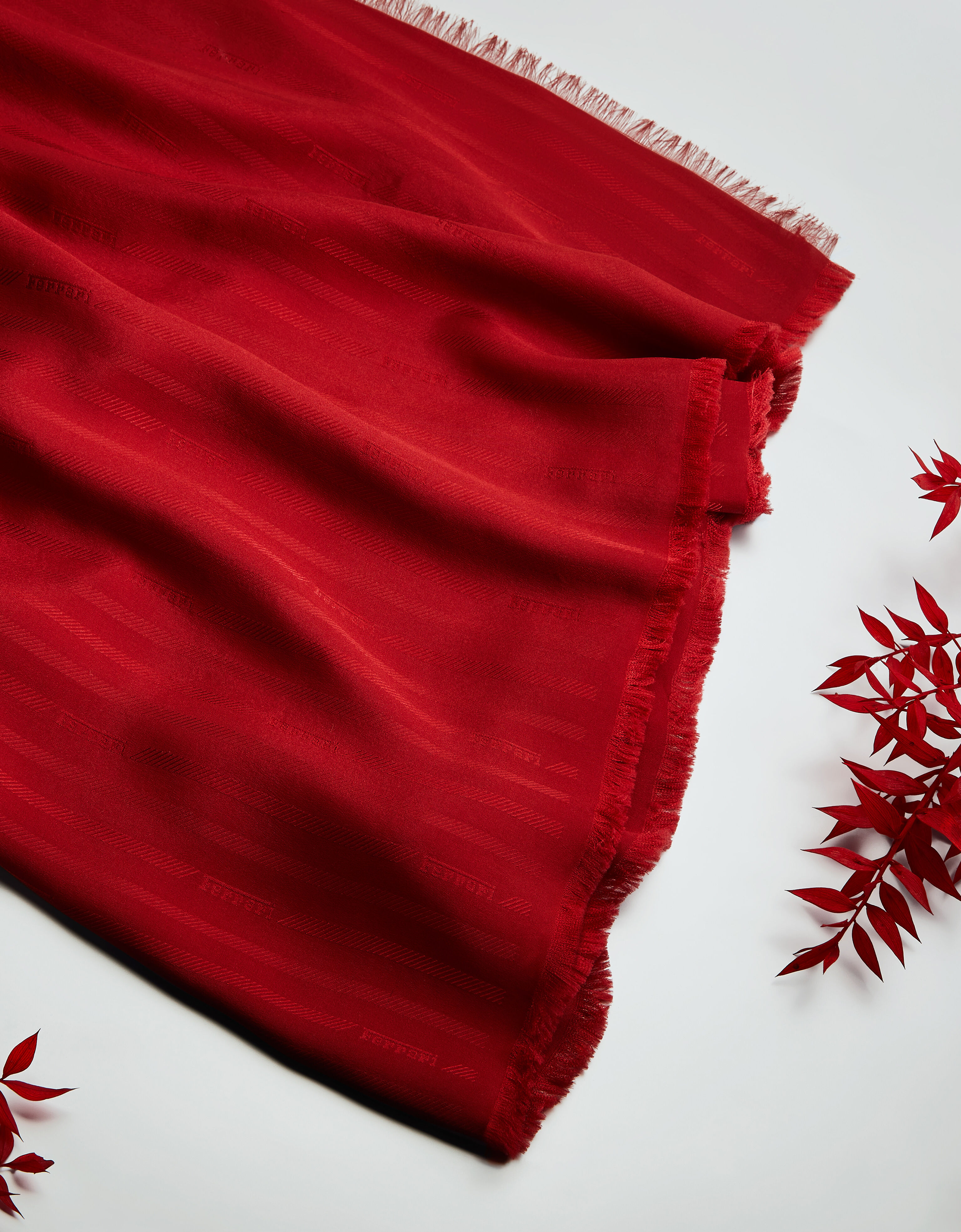 Silk scarf with micro Ferrari logo Ferrari Silk scarf with micro Ferrari logo Maison Red 50190f