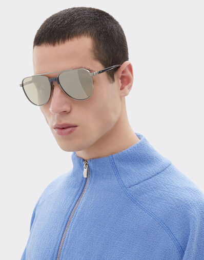Ferrari Ferrari sunglasses in  brushed silver titanium and acetate with transparent gold lenses with white mirror coating Silver LA0KQf