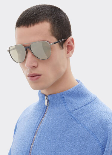 Ferrari Ferrari sunglasses in  brushed silver titanium and acetate with transparent gold lenses with white mirror coating Silver LA0KQf