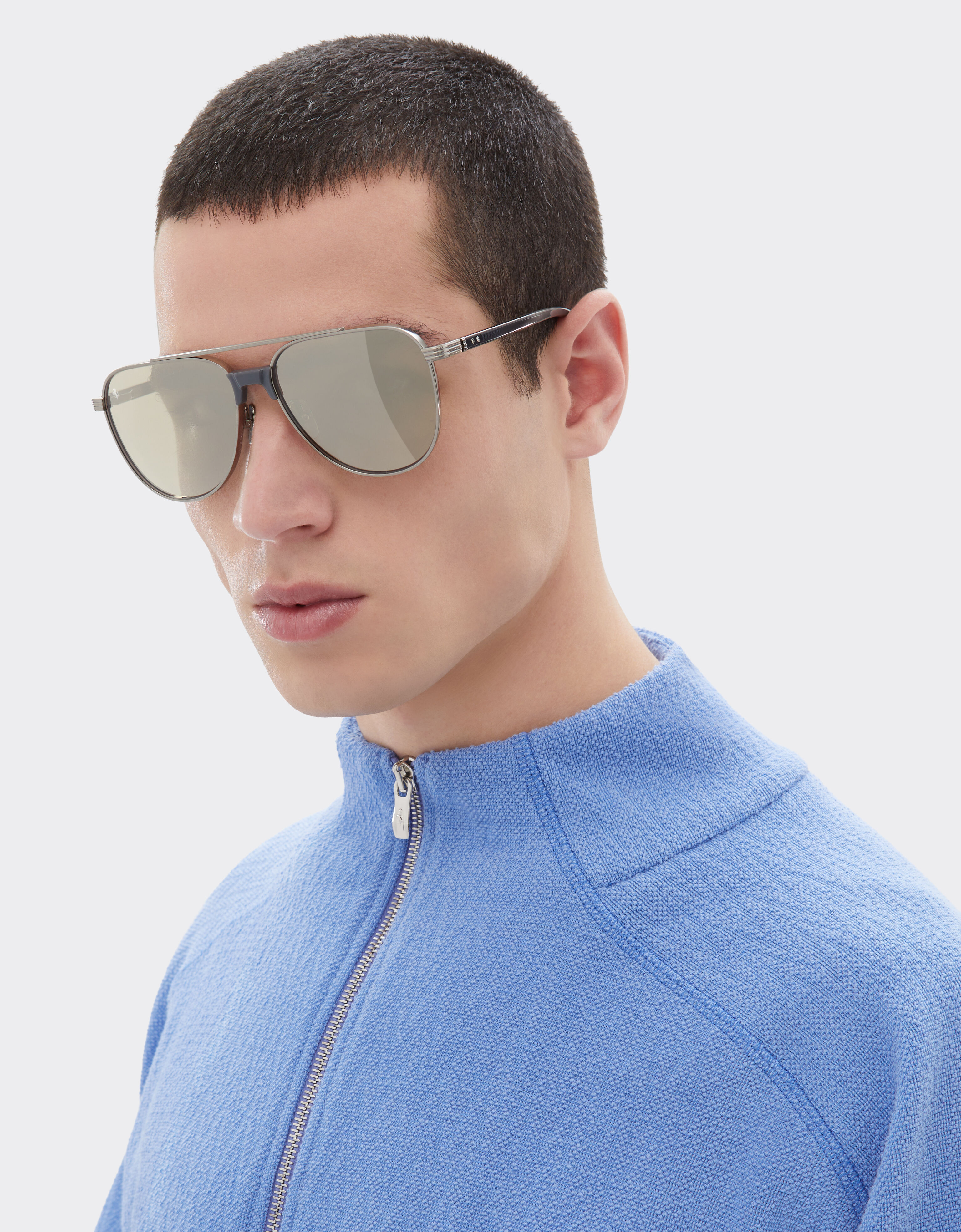 Ferrari Ferrari sunglasses in  brushed silver titanium and acetate with transparent gold lenses with white mirror coating Silver LA0KQf