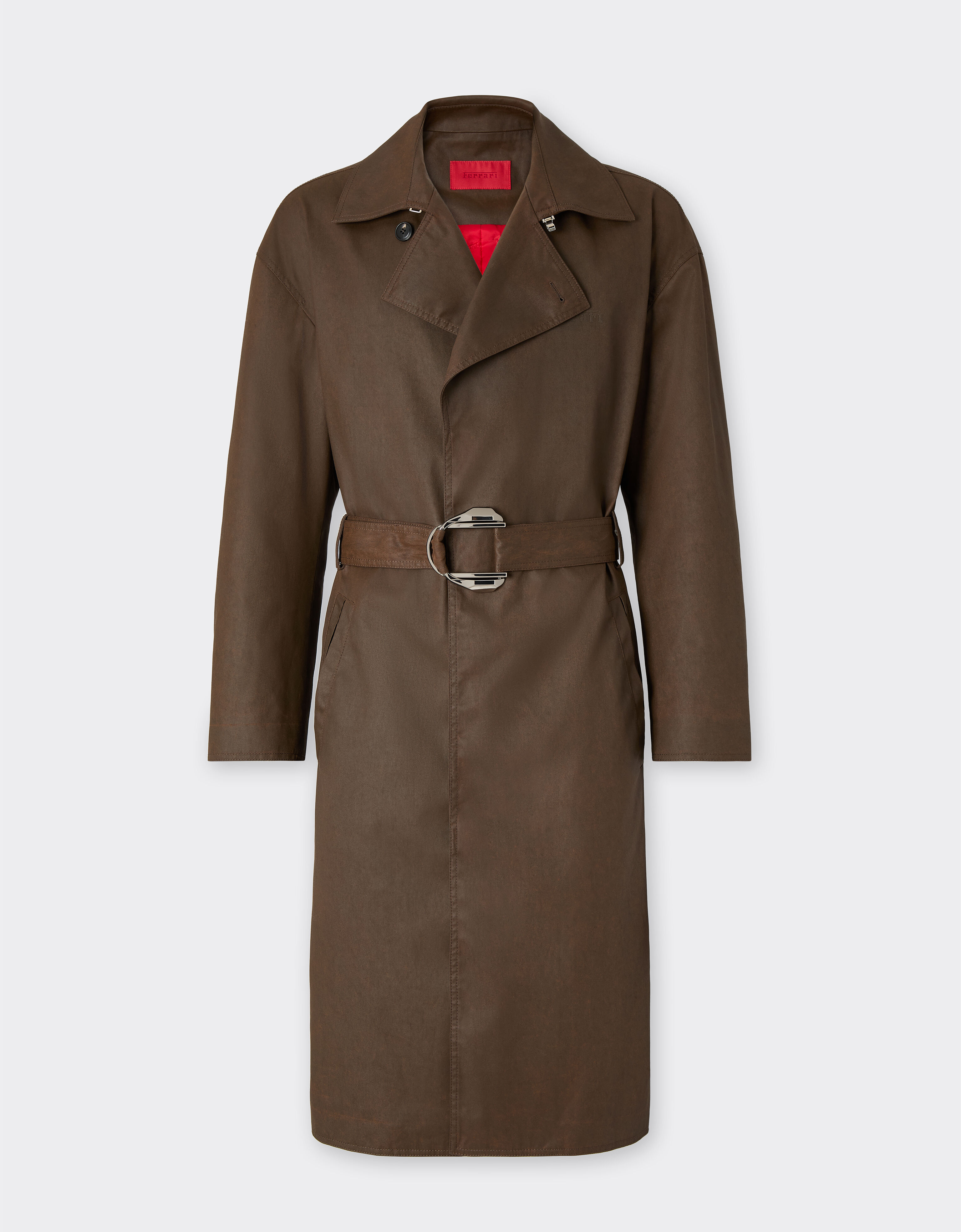 Vintage-effect technical gabardine trench coat Ferrari Vintage-effect technical gabardine trench coat Khaki Green 49923f