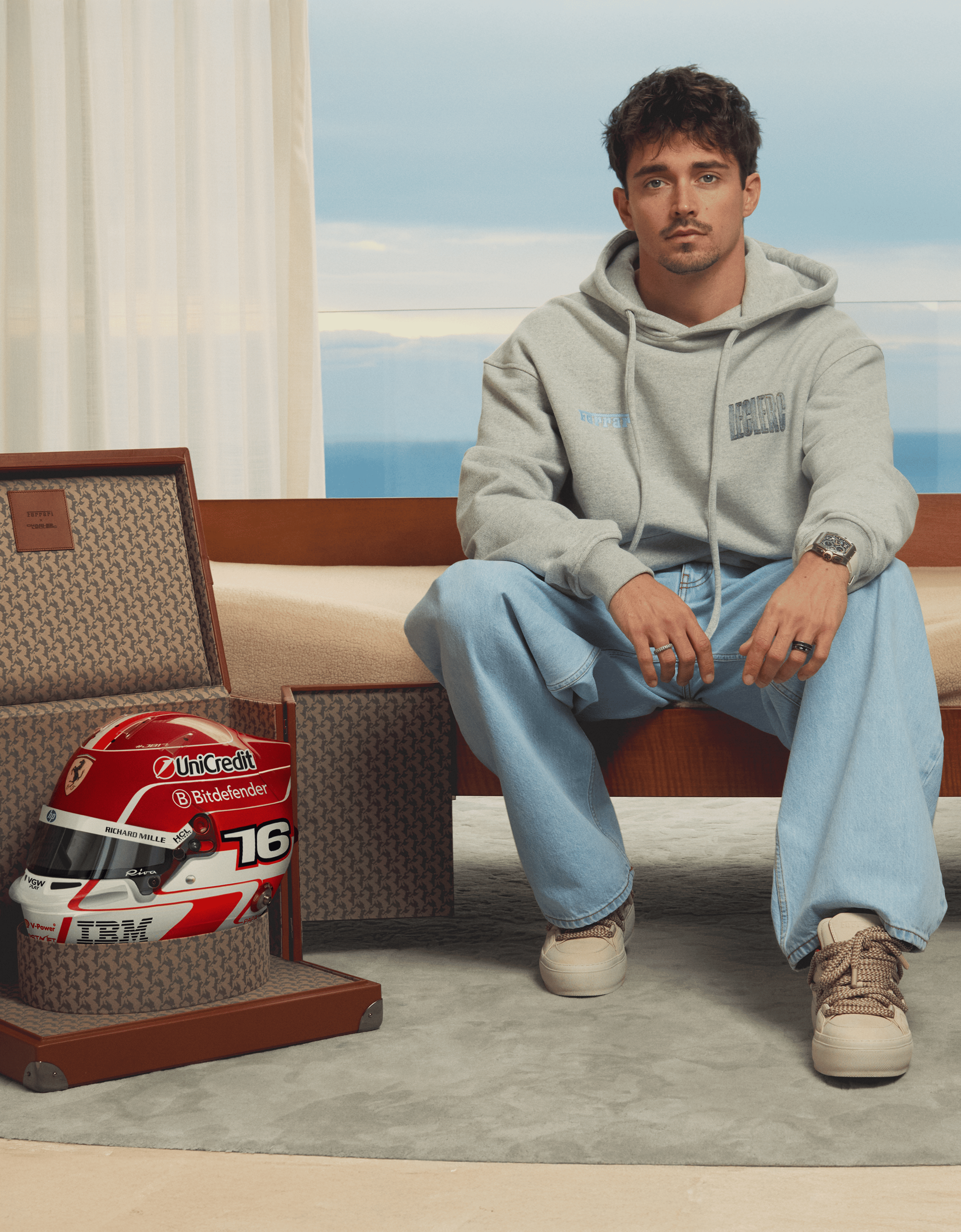 Ferrari 法拉利 x Charles Leclerc 连帽衫 混色灰 22767f