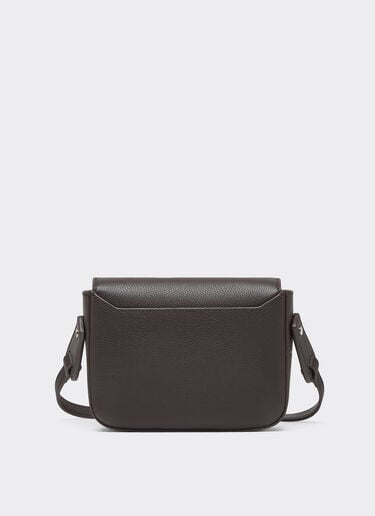 Ferrari Mini Messenger Bag in Hammered Leather Dark brown 50582f