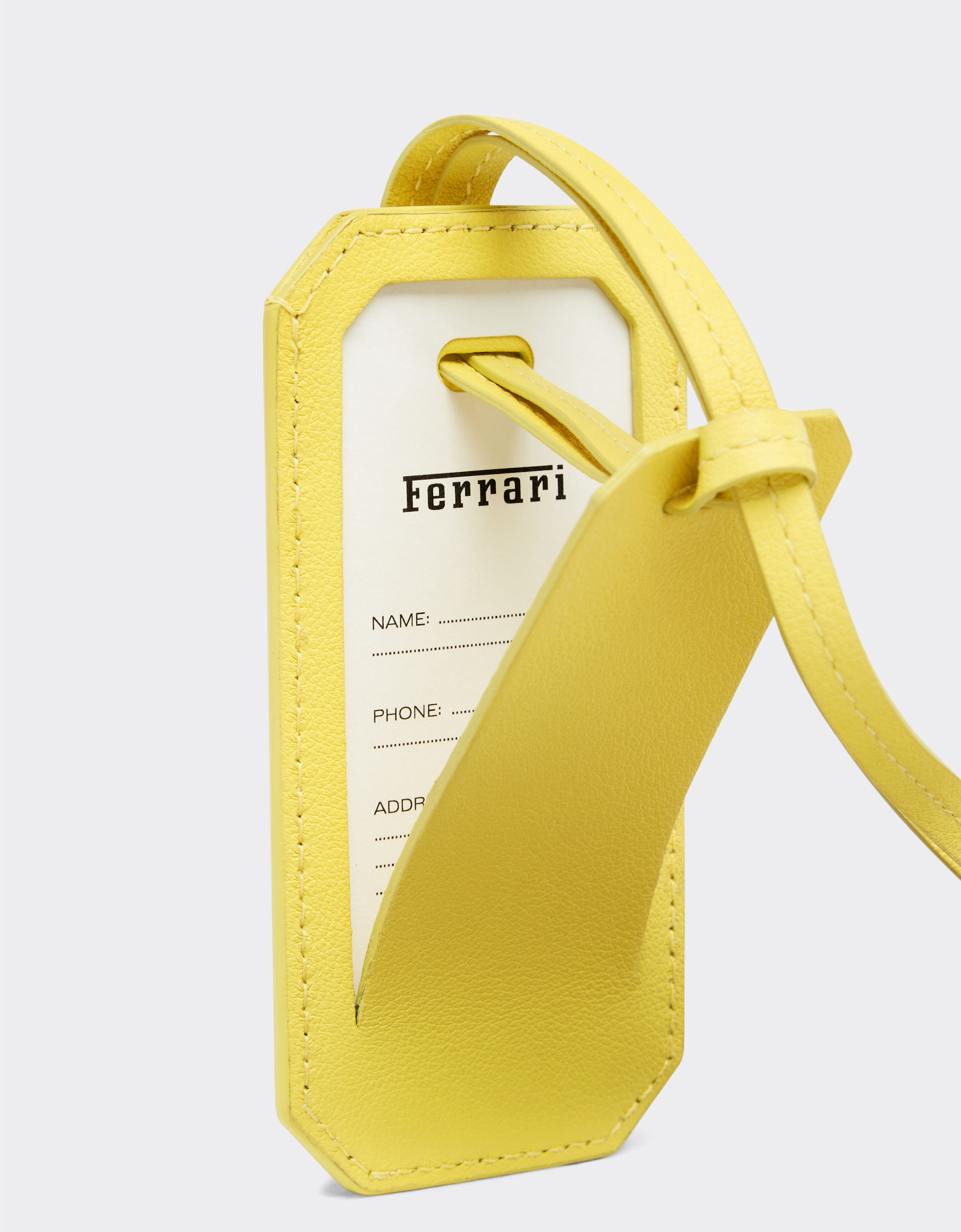 Ferrari 徽标装饰光面纳帕皮革行李牌 Giallo Modena 黄色 22197f
