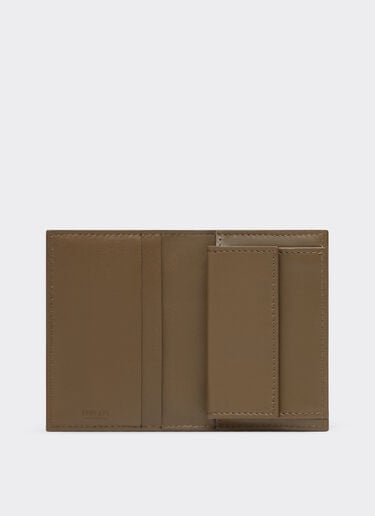 Ferrari 口袋款光面皮革卡夹 Khaki Green 50620f