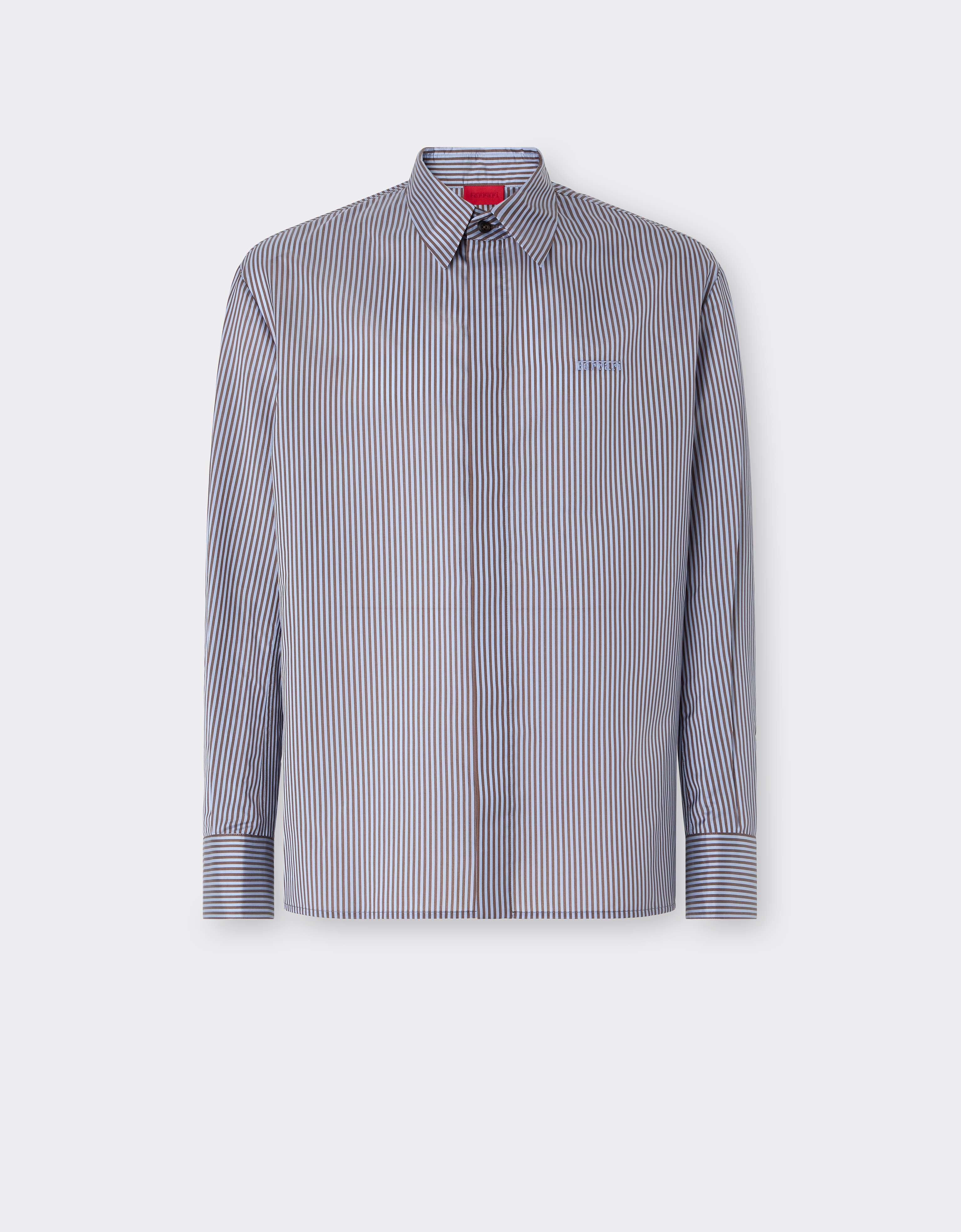 Chemise en barré mélangé soie avec broderie Ferrari Chemise en barré mélangé soie avec broderie Powder Blue CWMSH0021WPL0012f