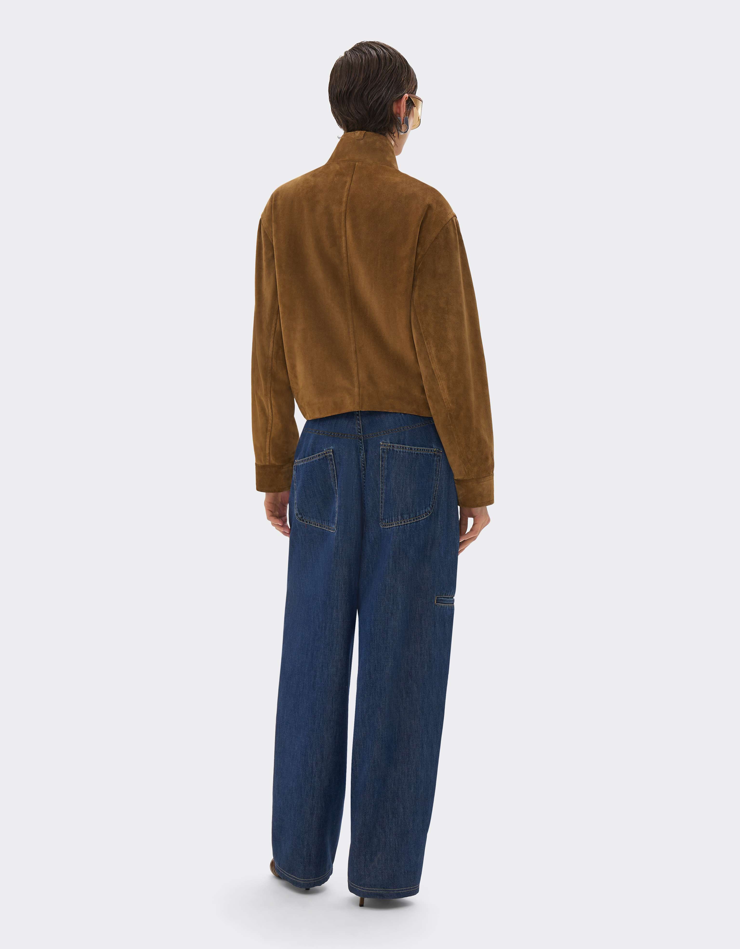 Cazadora de piel de ante con hombros oversize Ferrari Cazadora de piel de ante con hombros oversize Caffè CLWOU0011LCK0003f