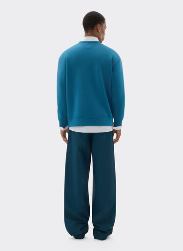 Ferrari 法拉利徽标 Scuba 潜水面料卫衣 孔雀蓝 20518f