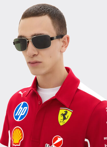Ferrari 雷朋与法拉利车队合作款 RB3763M 深绿色镜片银色金属与黑色塑料太阳镜 银色 LA01Ff