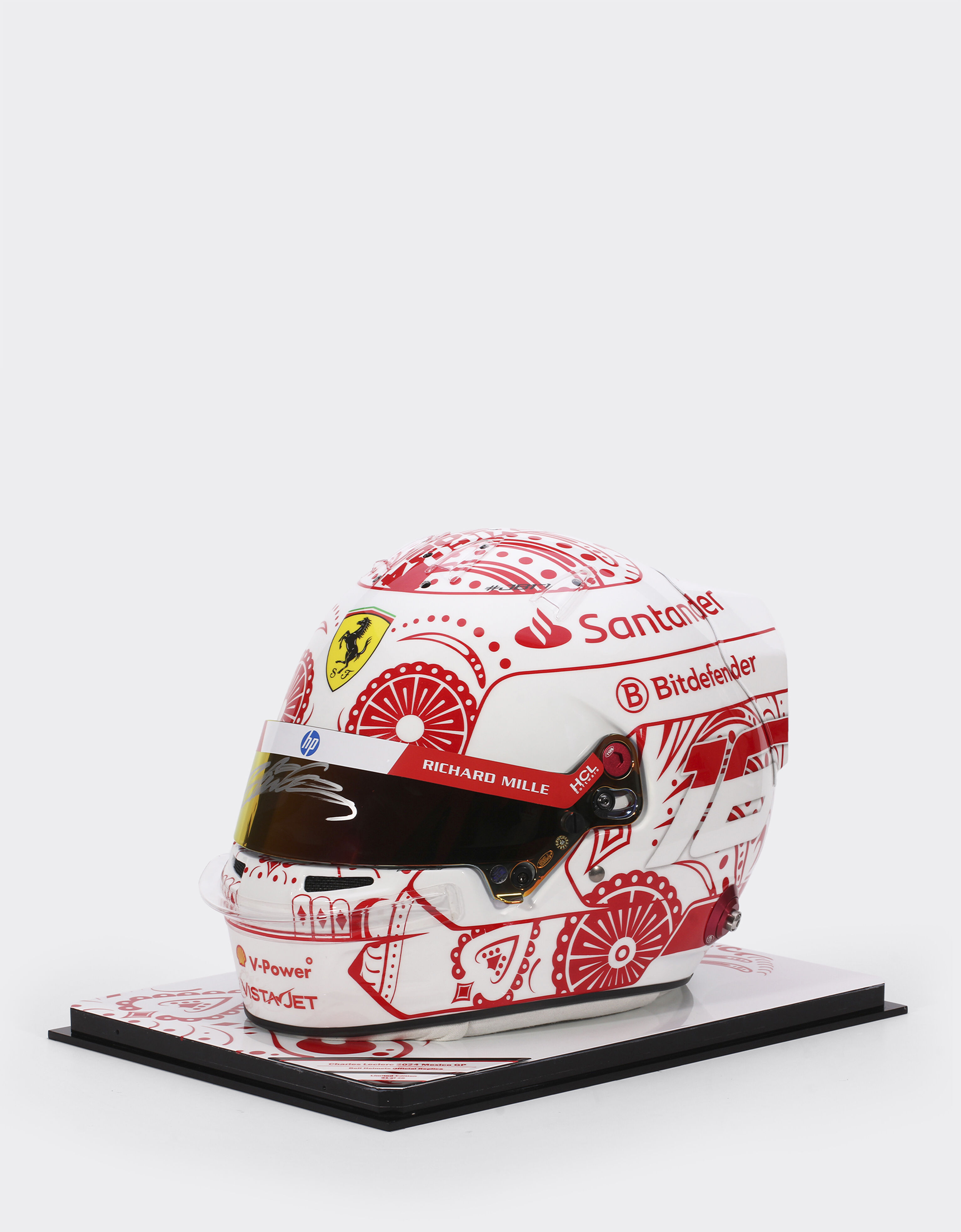 Ferrari 1:1比例 Charles Leclerc 亲笔签名墨西哥2024特别版头盔 赛车红 LA00Hf