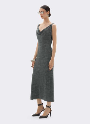 Long Dress in Irregular Ribbed Linen Blend Ferrari Long Dress in Irregular Ribbed Linen Blend Grey CKWDR0015KLI0005f