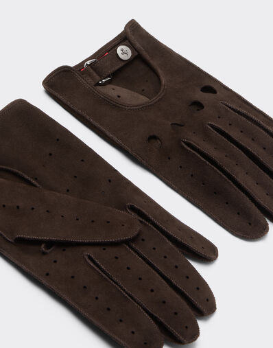 Ferrari Suede leather driving gloves Espresso 22709f