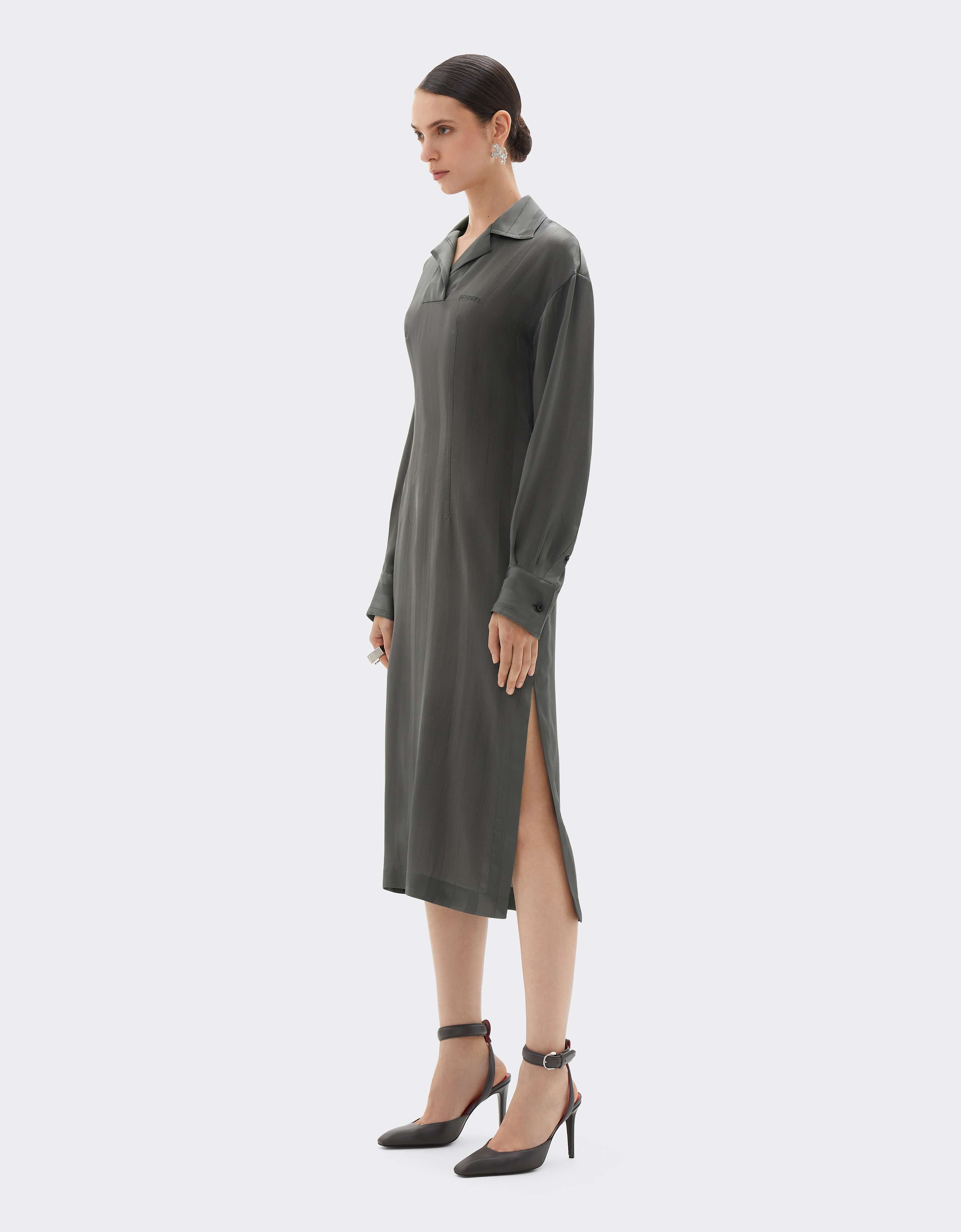 Midi dress in jacquard silk blend with Pekin stripes Ferrari Midi dress in jacquard silk blend with Pekin stripes Verde piombo CWWDR0033WAC0001f