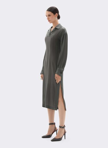 Midi dress in jacquard silk blend with Pekin stripes Ferrari Midi dress in jacquard silk blend with Pekin stripes Verde piombo CWWDR0033WAC0001f