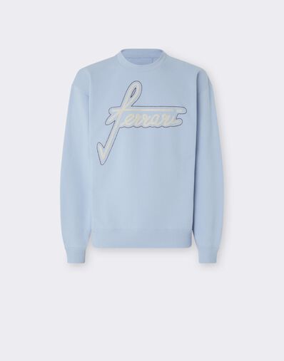 Ferrari Ferrari Embroidered Crew-neck Sweatshirt Powder Blue CJMSW0036JCO0046f