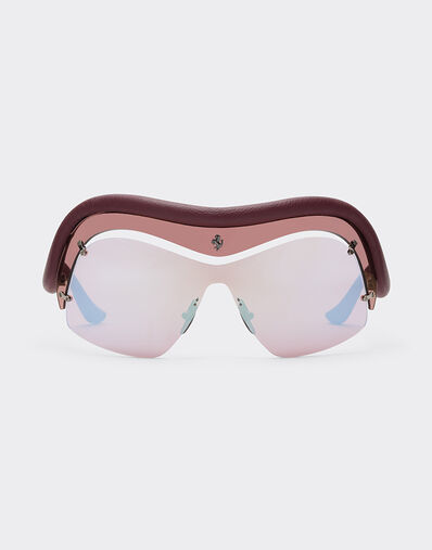 Ferrari 限量版法拉利红色和浅灰色镜片注塑材料和皮革太阳镜 Dark Red LA0F8f