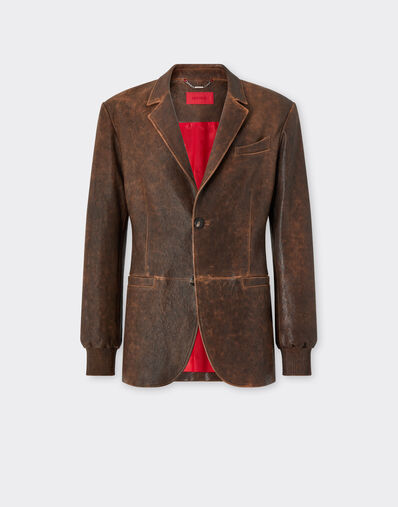 Ferrari 大马士革皮革西装外套 Khaki Green 50087f