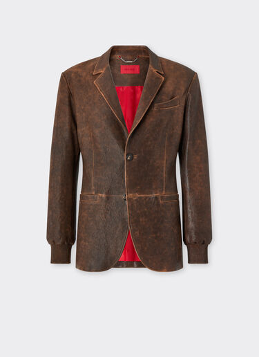 Ferrari 大马士革皮革西装外套 Khaki Green 50087f