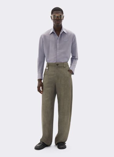 Chemise en barré mélangé soie avec broderie Ferrari Chemise en barré mélangé soie avec broderie Powder Blue CWMSH0021WPL0012f