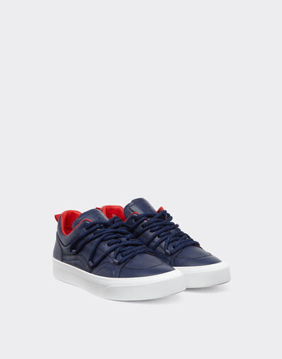 Ferrari 摔花皮革运动鞋 Navy 22067f