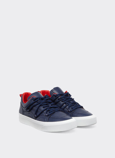 Ferrari 摔花皮革运动鞋 Navy 22067f