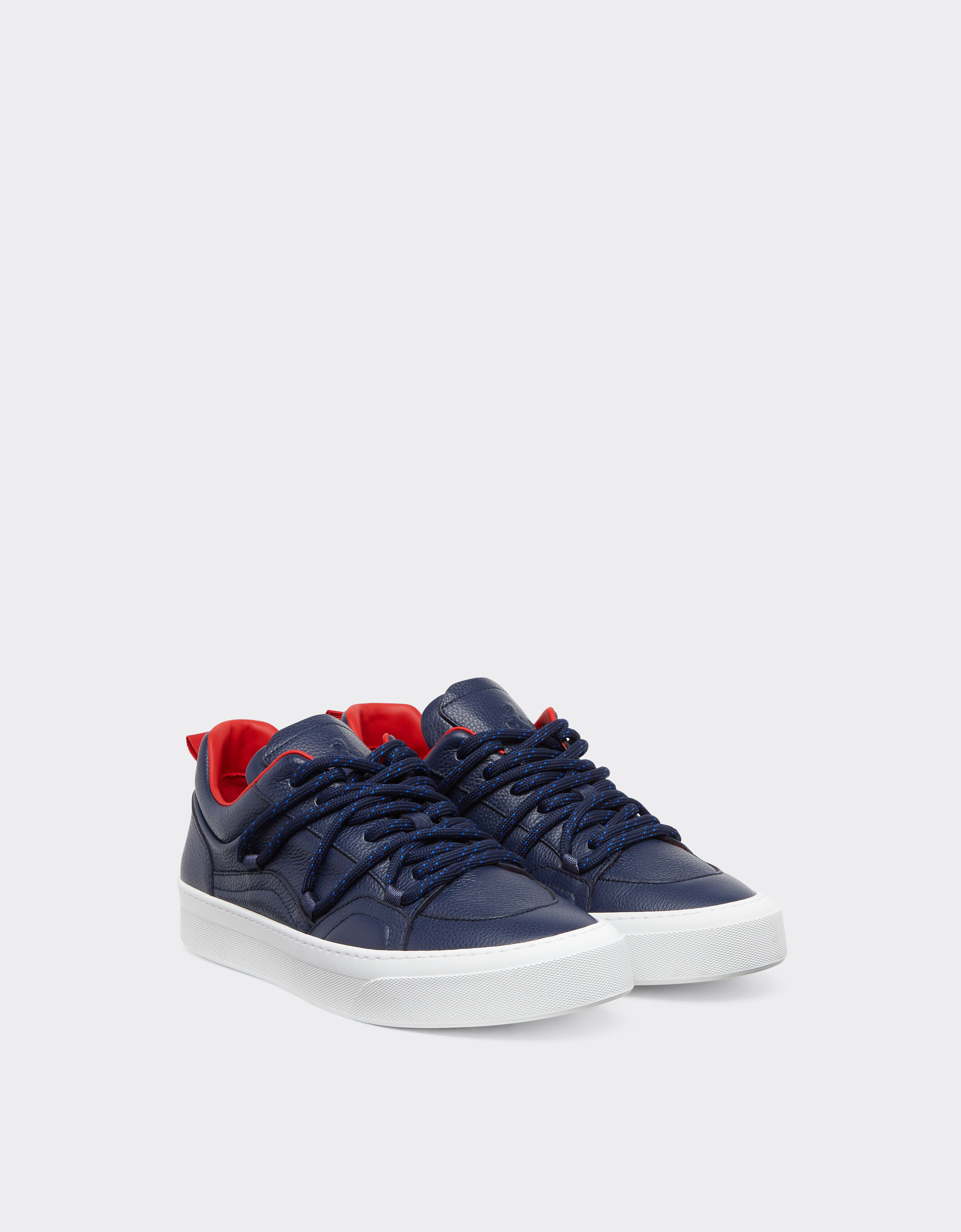 Ferrari 摔花皮革运动鞋 Navy 22067f