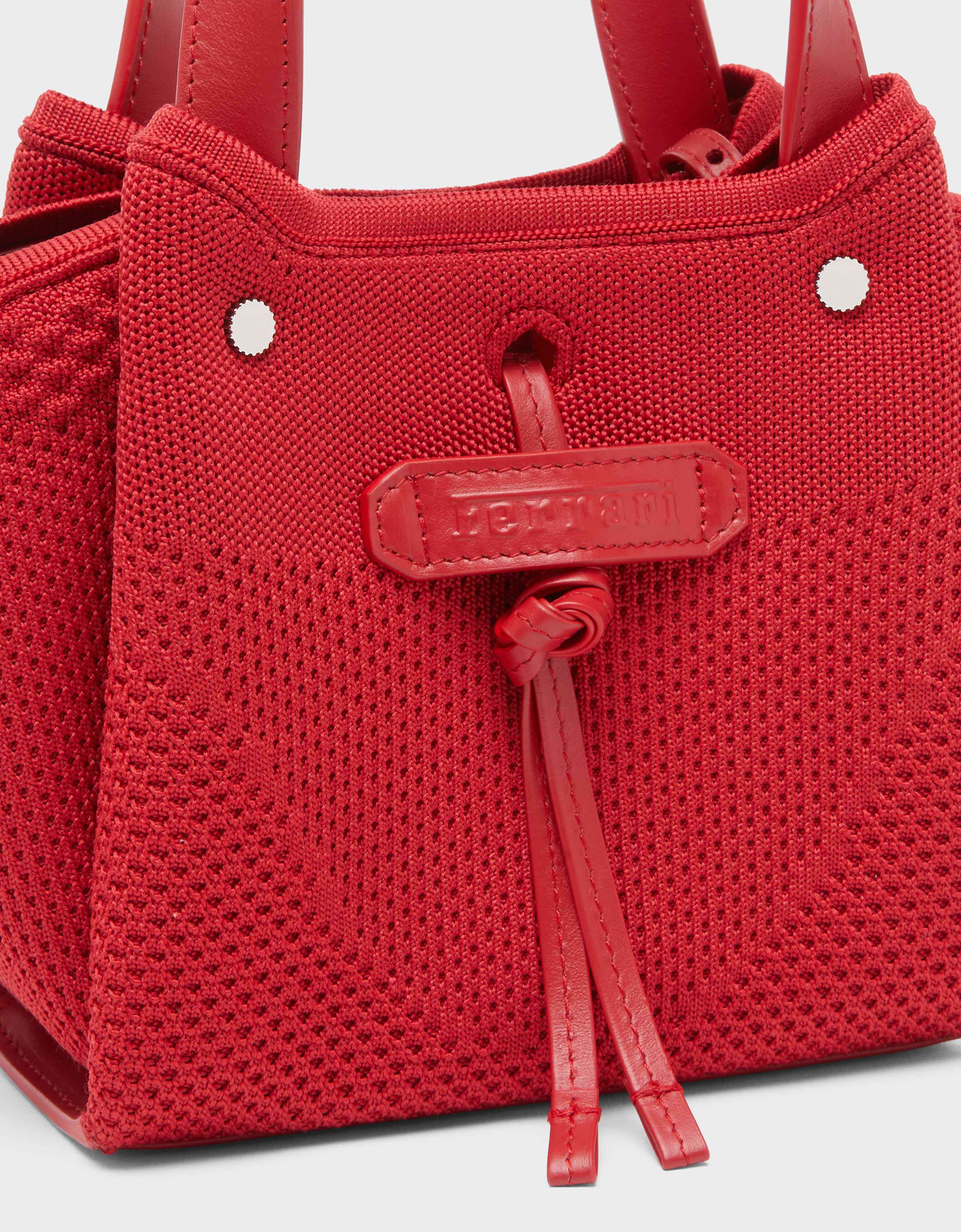 Ferrari Mini Knit and Leather Tote Bag Rosso Magma CBWTO0019YA00006f