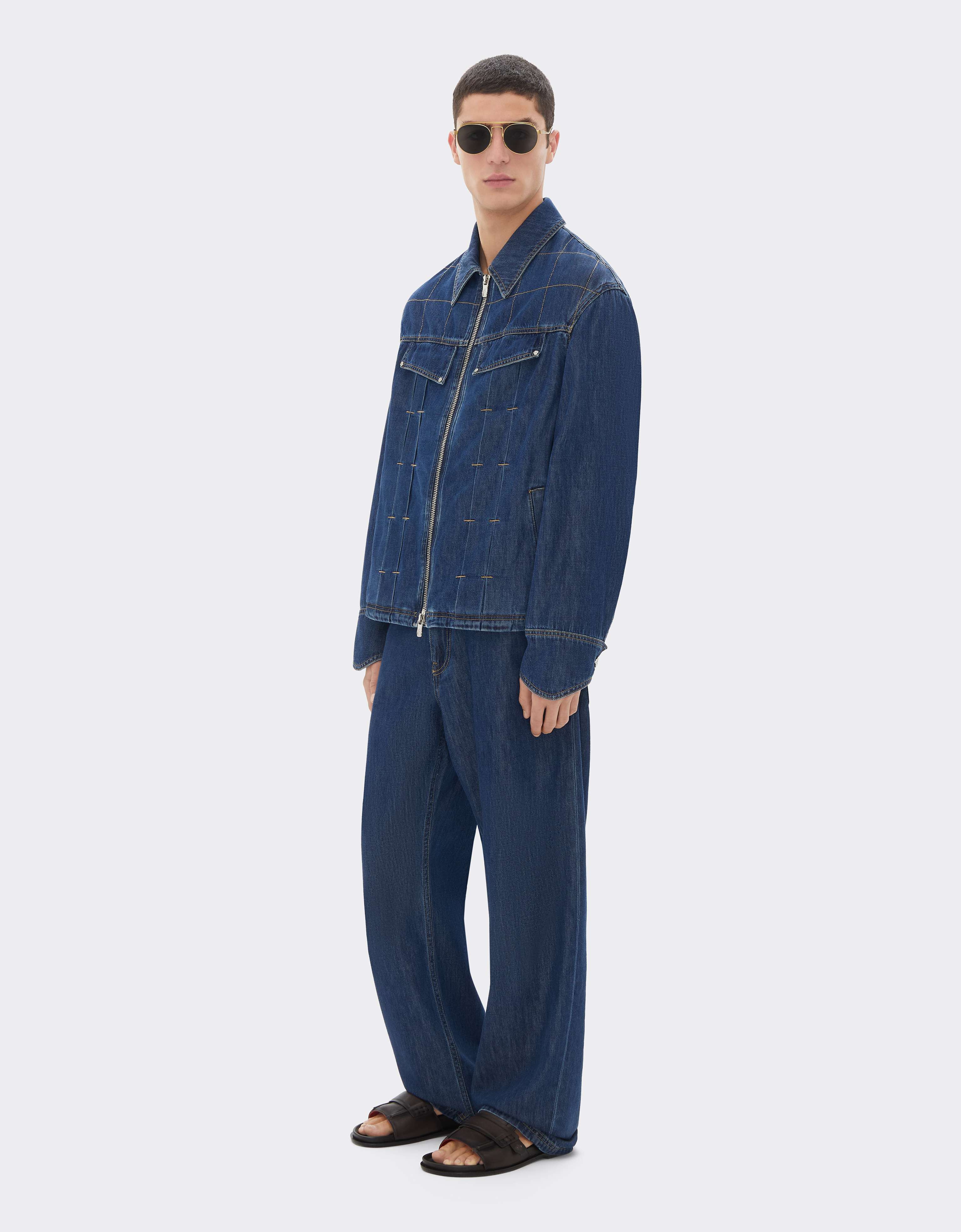 Ferrari Denim Jacket with 7x7 Check Blu Denim CDMJK0008DCO0014f