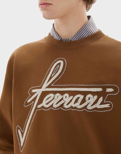 Ferrari Ferrari Embroidered Crew-neck Sweatshirt Caffè CJMSW0036JCO0046f
