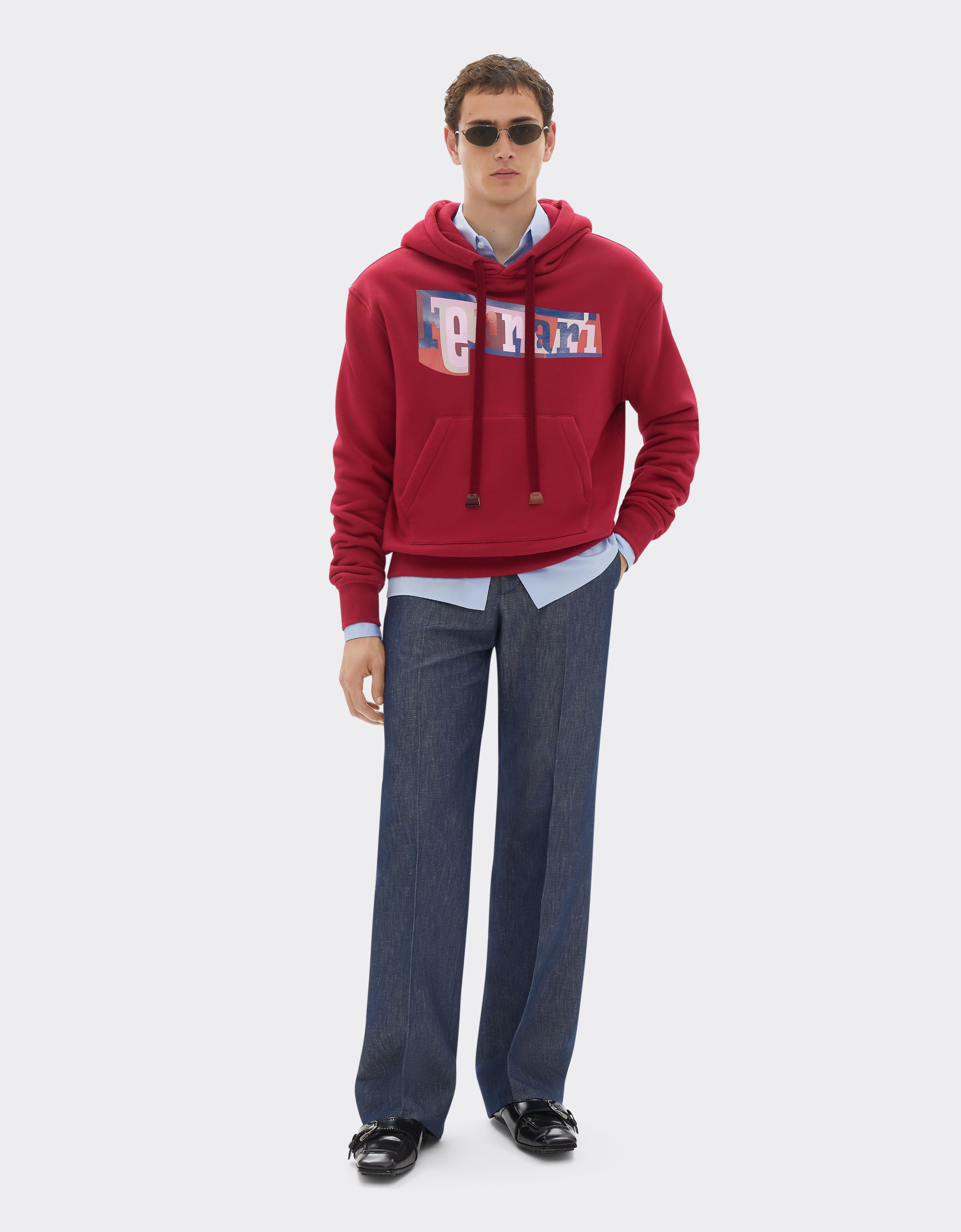Ferrari Hoodie with color block logo print Cherry 22835f