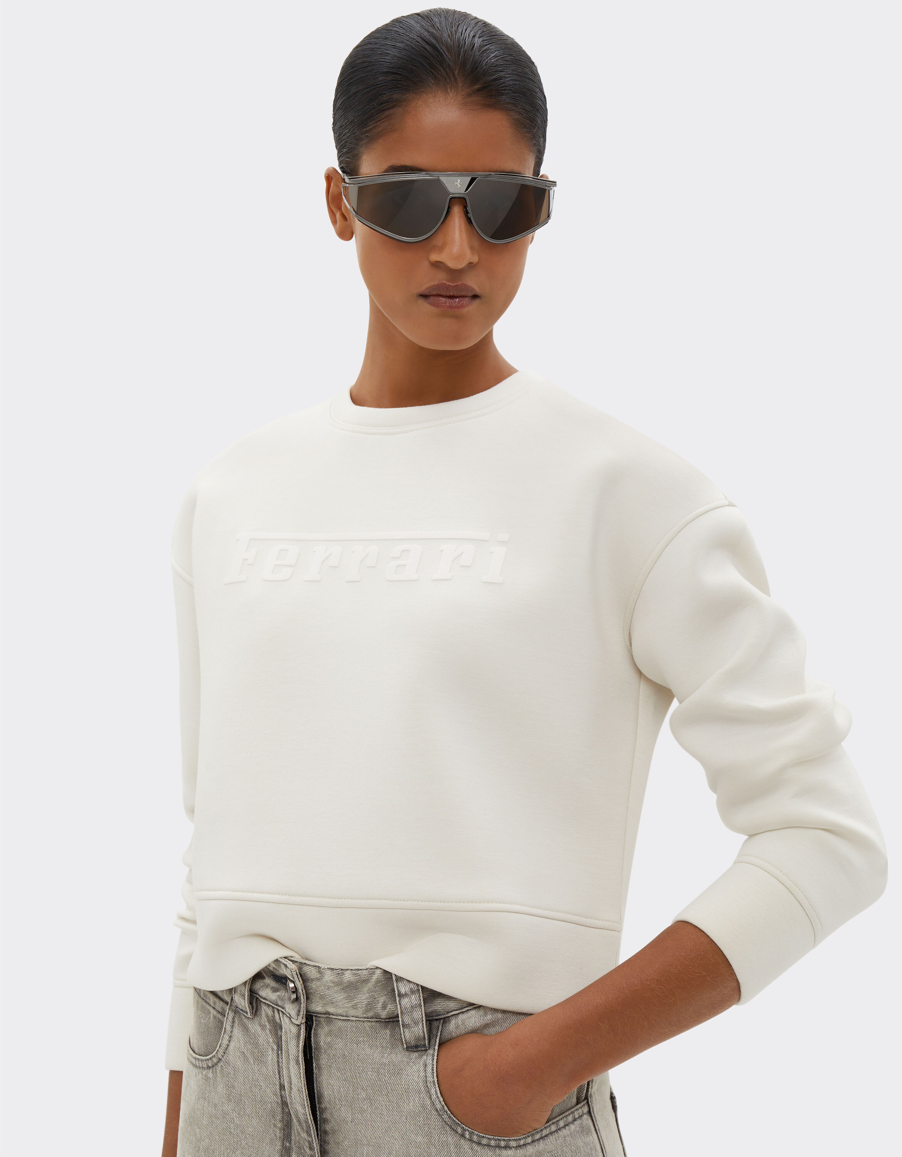 Ferrari Scuba sweatshirt with Ferrari logo Ivory 20520f
