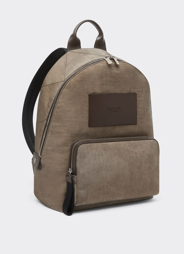 Ferrari 尼龙和皮革双肩包 Khaki Green 50166f