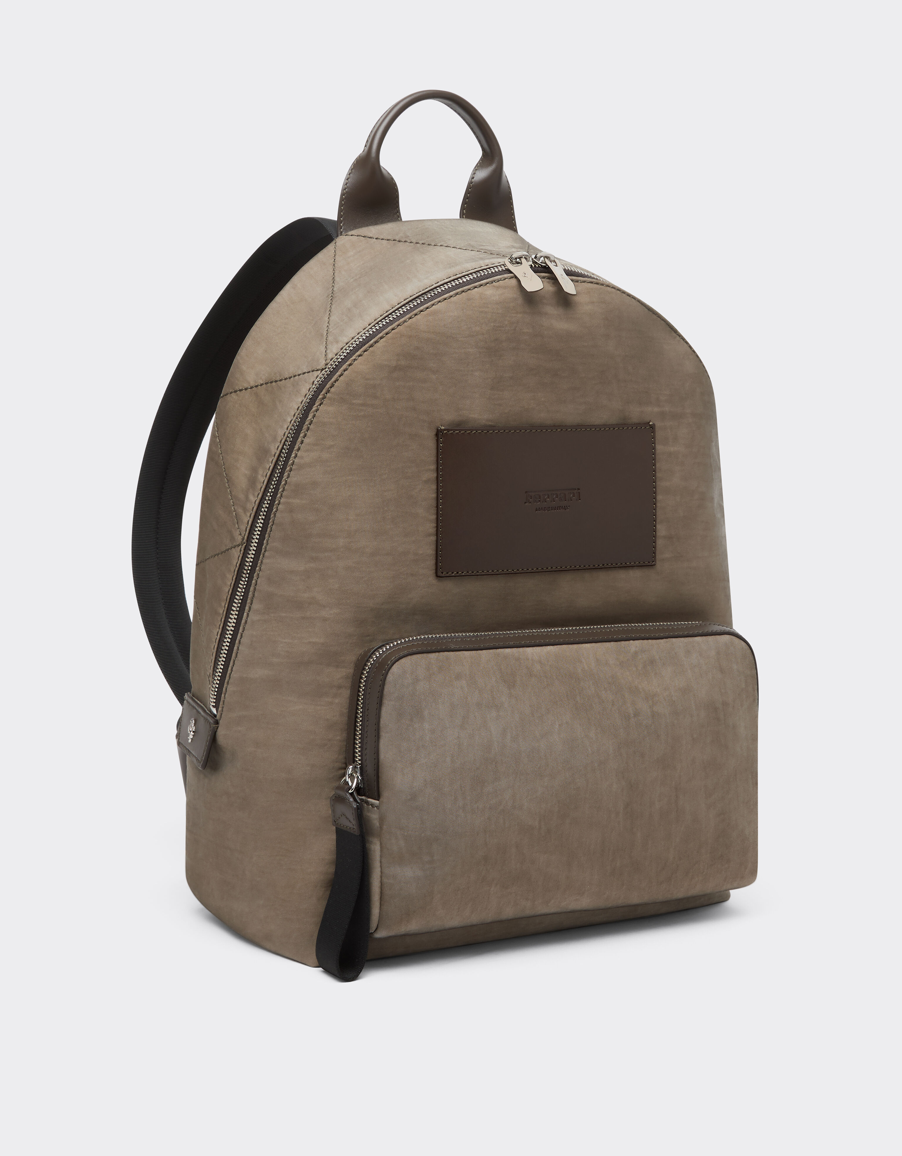 Ferrari 尼龙和皮革双肩包 Khaki Green 50166f