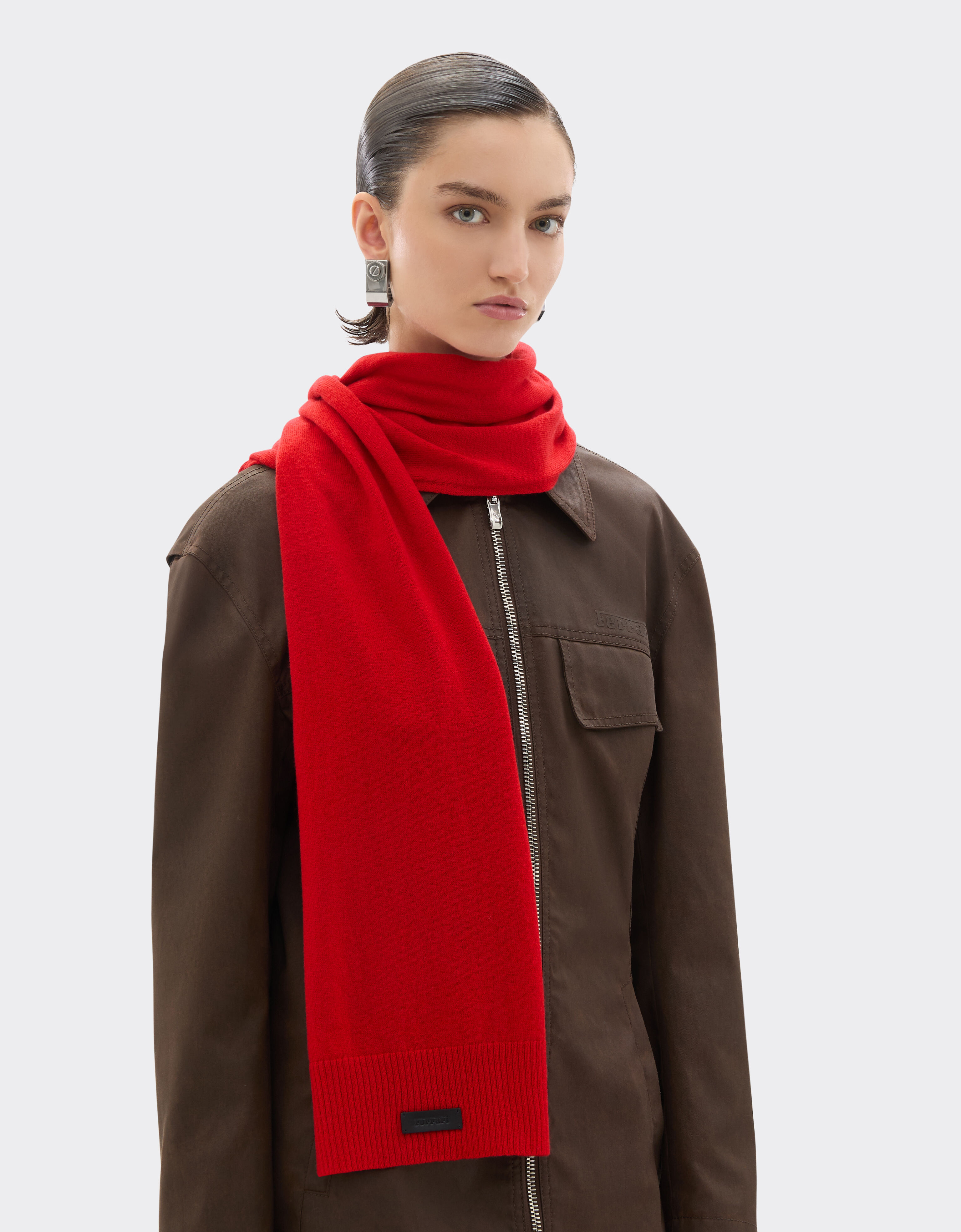 羊毛和羊绒围巾 Ferrari 羊毛和羊绒围巾 Rosso Dino 红色 21732f