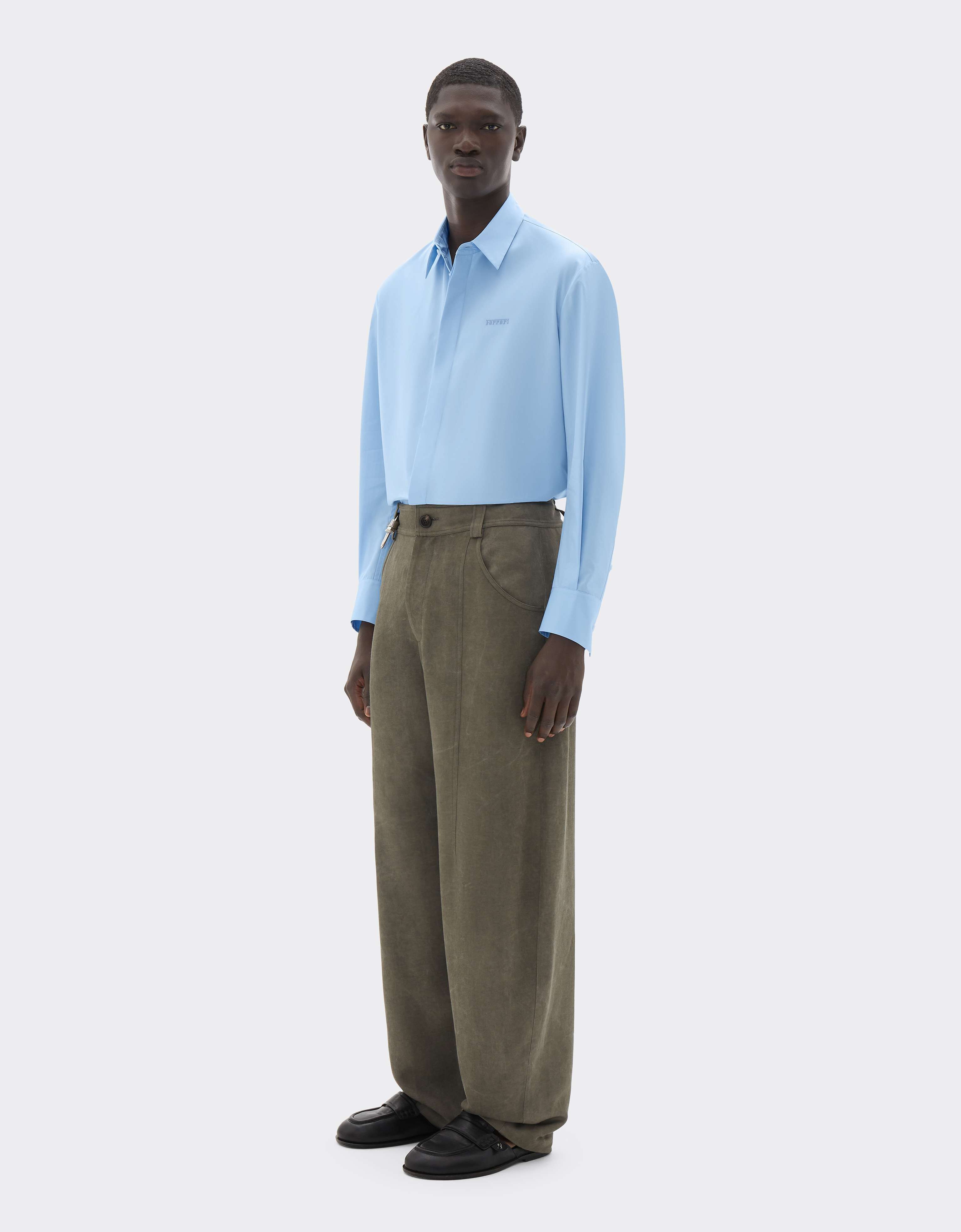 Ferrari Cotton Poplin Shirt with Embroidery Powder Blue CWMSH0021WCO0035f