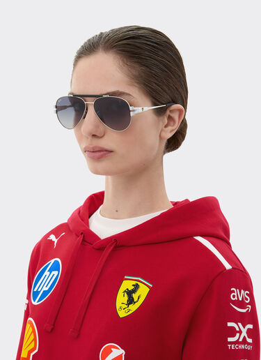Ferrari 雷朋与法拉利车队合作款 RB3762M 蓝色渐变灰色镜片银色金属太阳镜 银色 LA018f
