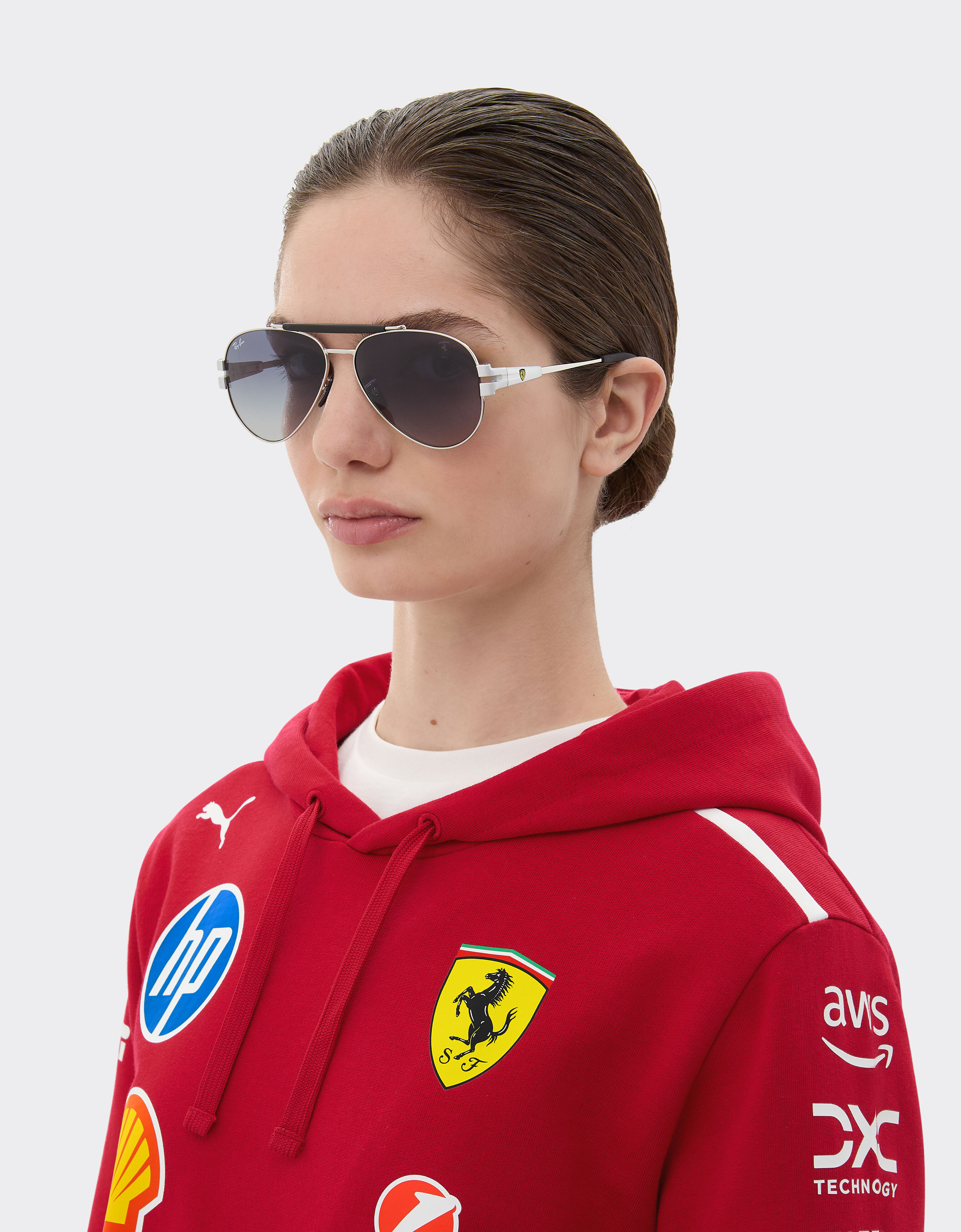 Ferrari 雷朋与法拉利车队合作款 RB3762M 蓝色渐变灰色镜片银色金属太阳镜 银色 LA018f