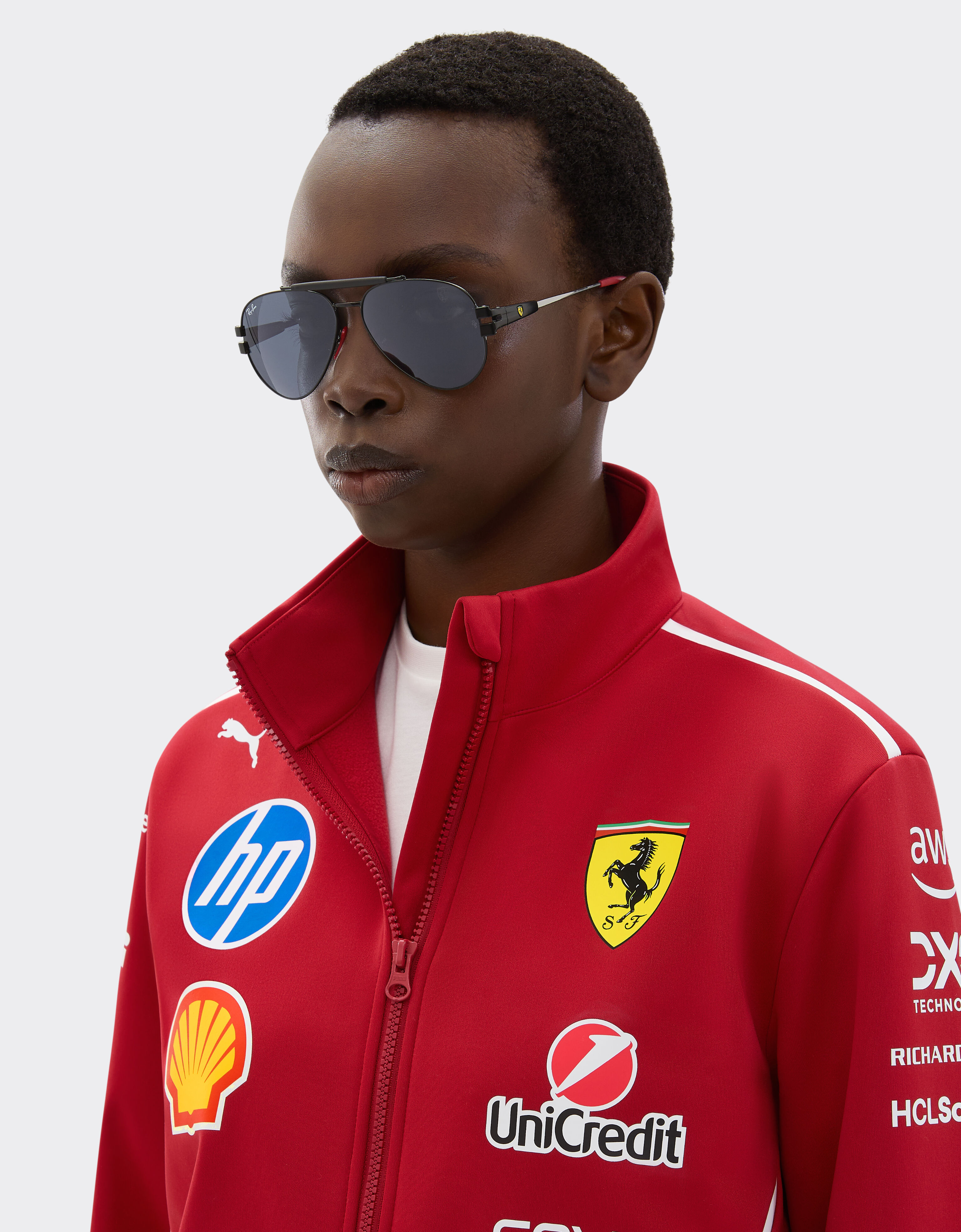 Ferrari 雷朋与法拉利车队合作款 RB3762M 深灰色镜片黑色金属太阳镜 黑色 LA01Af